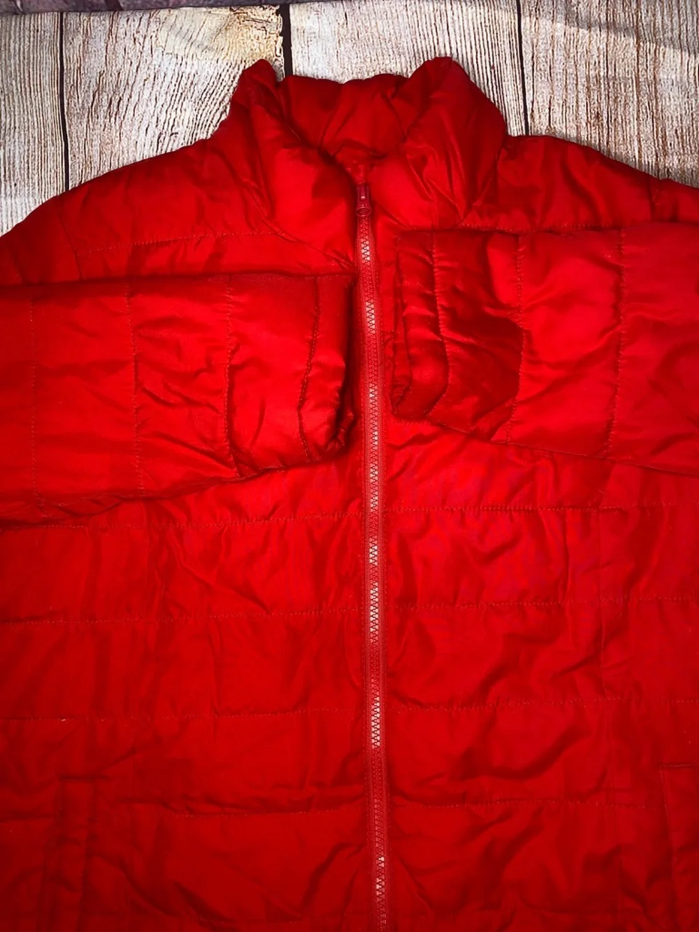 Red Puffer Jacket Mens M Lightweight Quilted Zip Coat